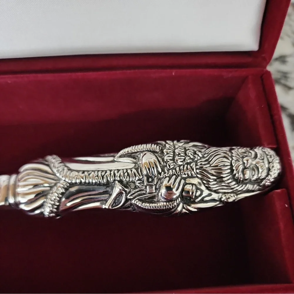 Godinger Cake Cutter Pie Server Santa Claus Silver Plate Christmas Dessert Knife